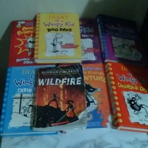 6 diary of a wimpy kid books and one camp book